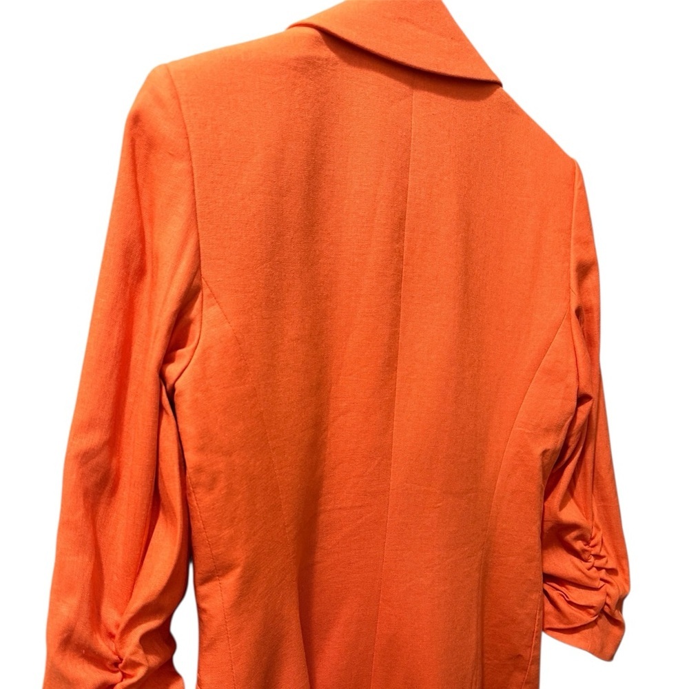 Bar III, Orange Blazer Linen Blend with Ruched 3/4 Sleeve, Size M (NWT) - Picture 5 of 6